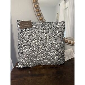 Hudson 43 12x12 Silver Mermaid Sequin Faux Silk‎ Throw Pillow NWT Decor